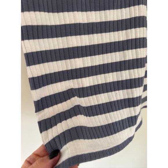 Madewell Ribbed Sweetheart Tee in Strips- Blue and White - XL - Picture 6 of 8